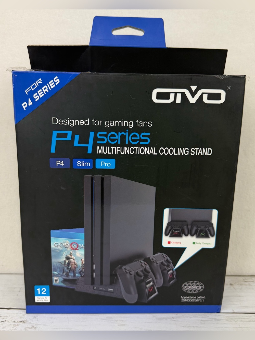 Vertical Stand for PS4 / PS4 Slim / PS4 Pro w/ Cooling Fan / Chargers / Storage